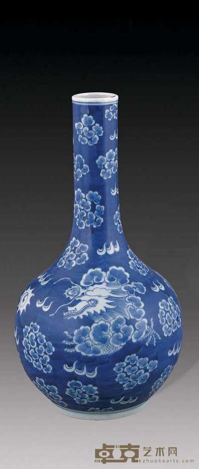 清道光 青花云龙天球瓶 高33cm